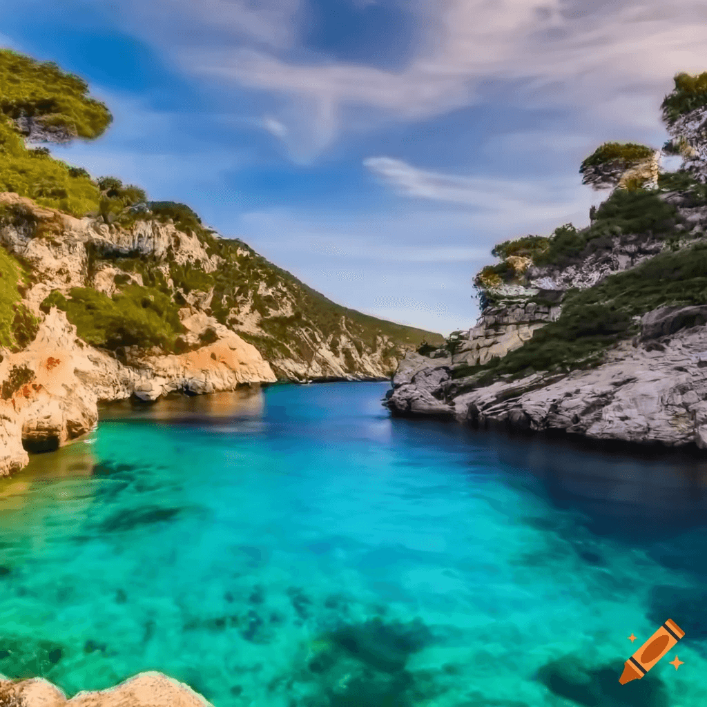 AI photorealistic prompt of calanque d'en vau, travel style photography