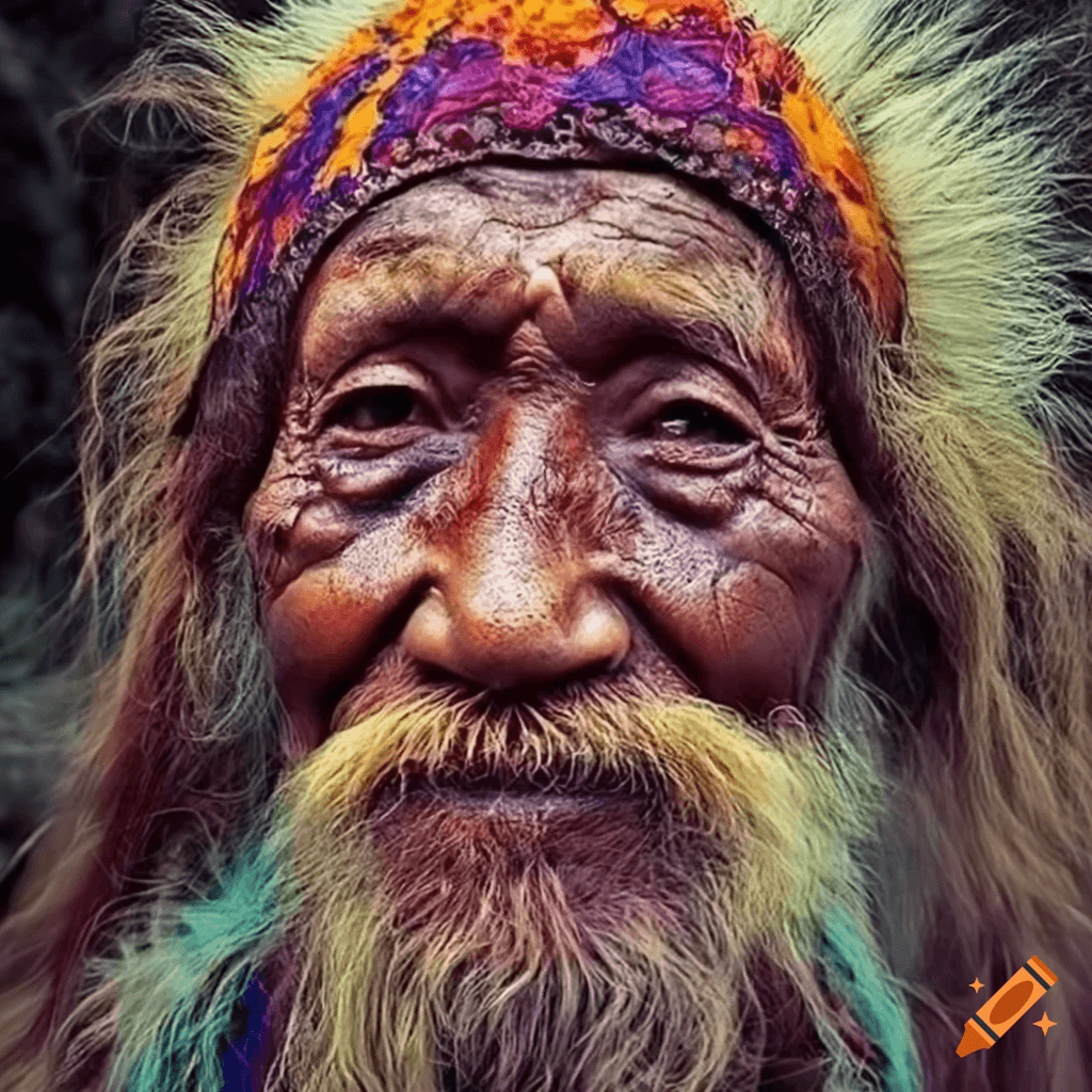 Prompt: magical shaman in nature, vivid colors robes, 68 year old man, national geographic, portrait, photo, photography, ultra detailed // Negative Words: // Crayon AI Model: Art